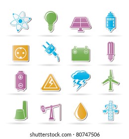 Power and electricity industry icons - vector icon set