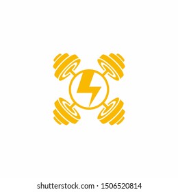 Power Energy Barbell Gym Fitness Logo Design Modern Template