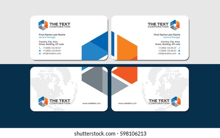 power and energy business cards, white and multicolored design template
