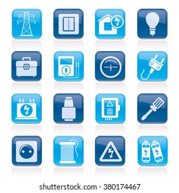 Power, energy and electricity icons - vector icon set