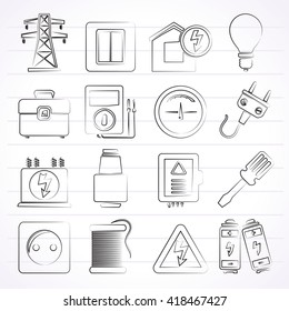 Power, energy and electricity icons - vector icon set