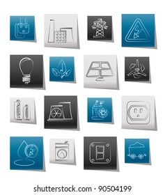 power, energy and electricity icons - vector icon set