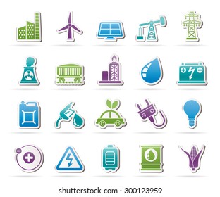 Power, energy and electricity Source icons - vector icon set