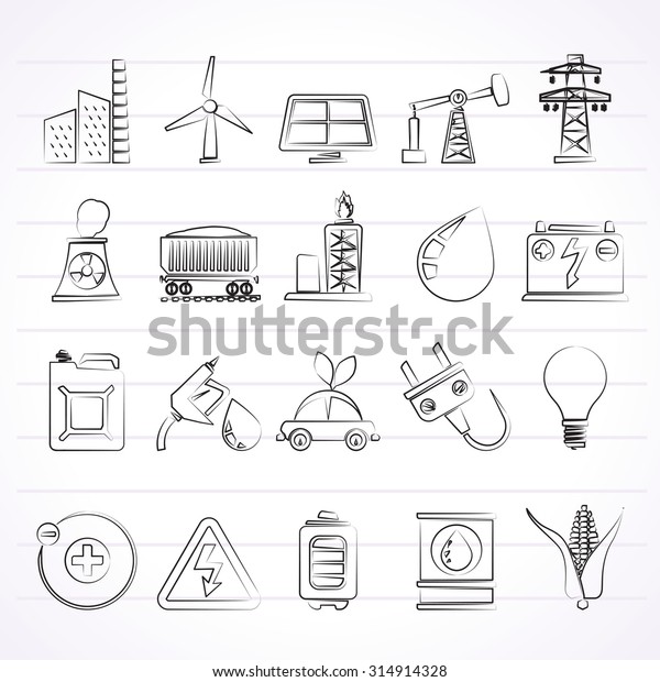 Power, energy and electricity Source icons - vector\
icon set