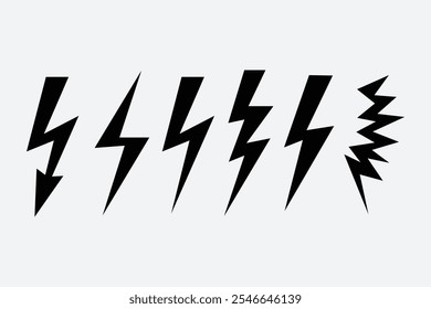 Power energy and electricity thunderbolt symbol on white background, Vector lightning bolt, flash icon