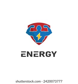 power energy fitness logo strong people design