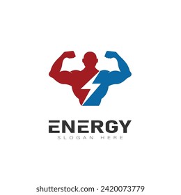 logotipo de fitness de energía eléctrica diseño de personas fuertes