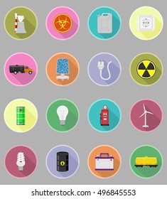 power and energy flat icons vector illustration isolated on background