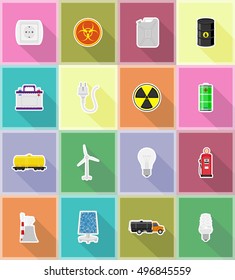 power and energy flat icons vector illustration isolated on background