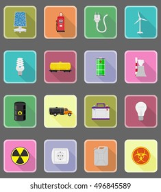 power and energy flat icons vector illustration isolated on background