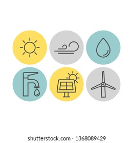 Power and energy flat vector icons set