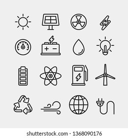 Power and energy flat vector icons set