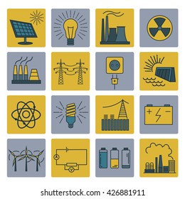 Power energy icon set. Colour version design. Vector illustration