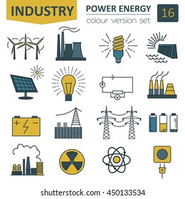 Power energy icon set. Colour version design. Vector illustration