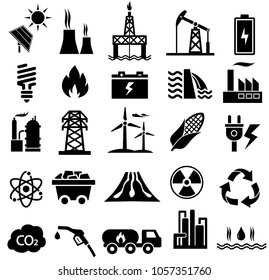 power and energy icon set, vector illustration