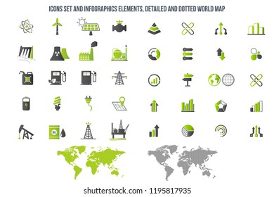 Power and Energy icons set. 