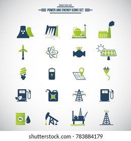 Power and Energy icons set.