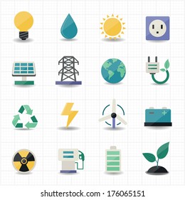 Power energy icons white background