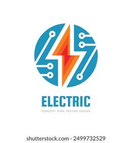 Power energy lightning - concept business logo template vector illustration. Electric thunderbolt symbol. Modern electronic technology icon. Graphic design element.