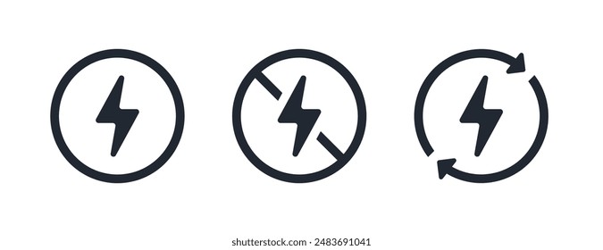 Energía, energía, Ilustración vectorial de signo de icono de rayo