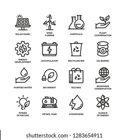 POWER AND ENERGY LINE ICON SET