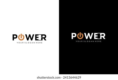 power energy logo design. Vector illustration of power typography and thunder. Modern logo design vector icon template