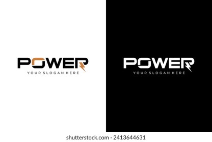 power energy logo design. Vector illustration of power typography and thunder. Modern logo design vector icon template