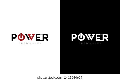 power energy logo design. Vector illustration of power typography and thunder. Modern logo design vector icon template