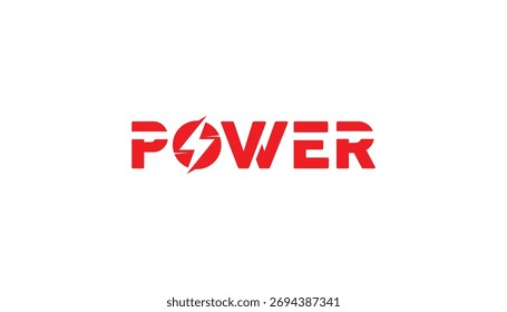 design do logotipo power energy. Ilustração vetorial de tipografia de potência e trovão. Modelo de ícone de vetor de design de logotipo moderno