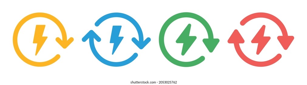 Icono de reutilización de energía o energía. Concepto de energía renovable