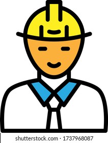 Power Energy Sector Worker Vector Color Icon Design, Electrical Engineer Avatar Concept, Repairman With Hard Helment On White Background, 