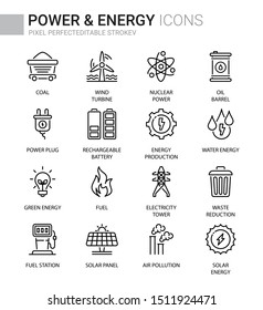 Power & Energy Thin line icons, Editable Stroke
