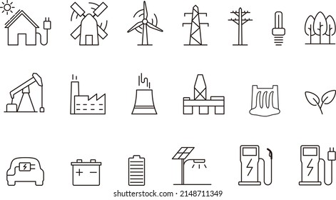 Power and energy vector icons set