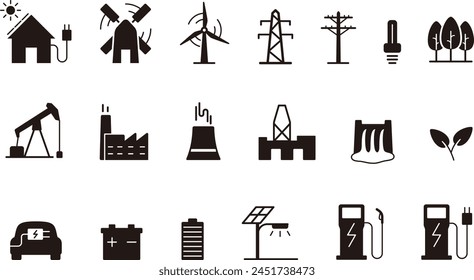 Power and energy vector icons set