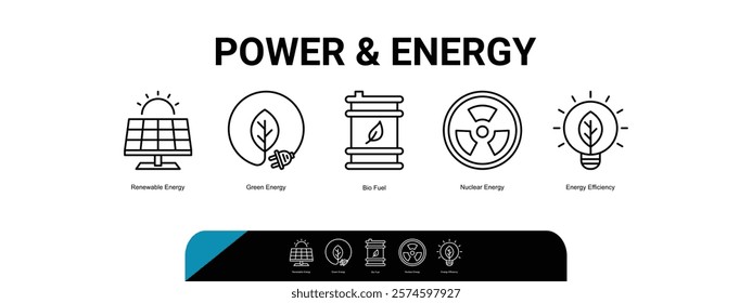 Power and Energy Vector Infographic Template, icon set