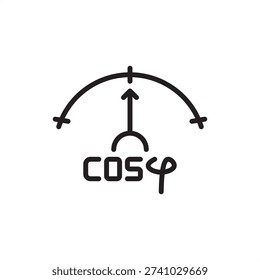 Power factor meter icon symbolizing electrical efficiency, representing phase angle measurement hardware, cos phi diagnostic tools, industrial energy monitoring, and utility power quality engineering.
