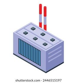 Vector isométrico del icono de la fábrica de energía. Planta nuclear. Energía de estación
