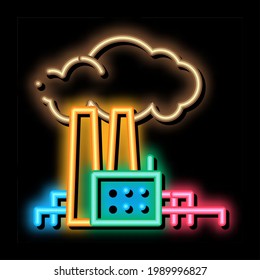 power factory neon light sign vector. Glowing bright icon power factory sign. transparent symbol illustration