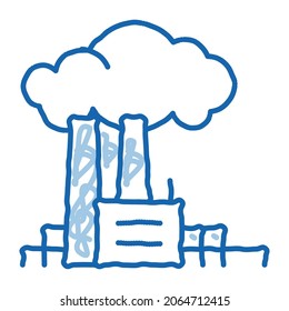 power factory sketch icon vector. Hand drawn blue doodle line art power factory sign. isolated symbol illustration