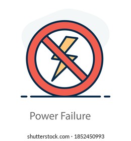 Power Failure Icon, Cross On Power 