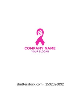 Power Fight Breast Cancer Logo Design Vector