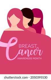 The power to fight breast cancer.  Breast cancer for women awareness campaign. Character design, vector illustration.