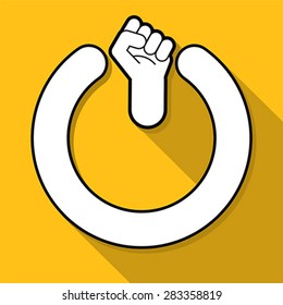 Power fist button, vector