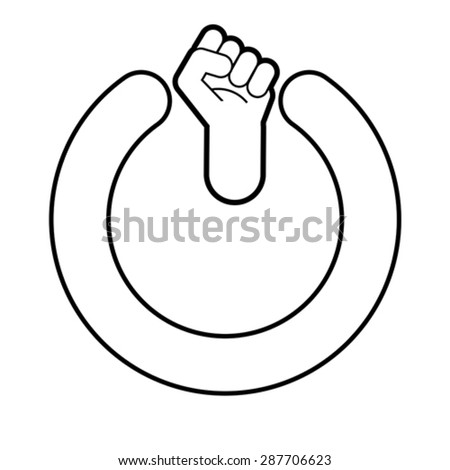 Power fist button, vector