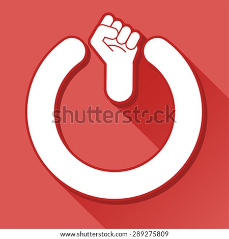 Power fist button, vector