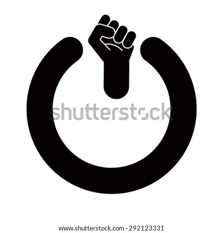 Power fist button, vector