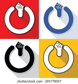 Power fist buttons set, vector