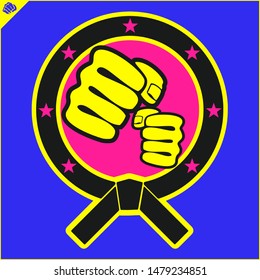 Power fist Karate emblem. Martial art creative colored simbol design. Vector, EPS.