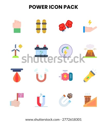  Power Flat icons designed for clean digital interfaces.