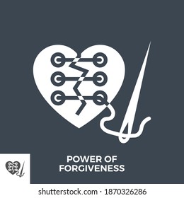 Power of Forgiveness Glyph Vector Icon Isolated on the Black Background.